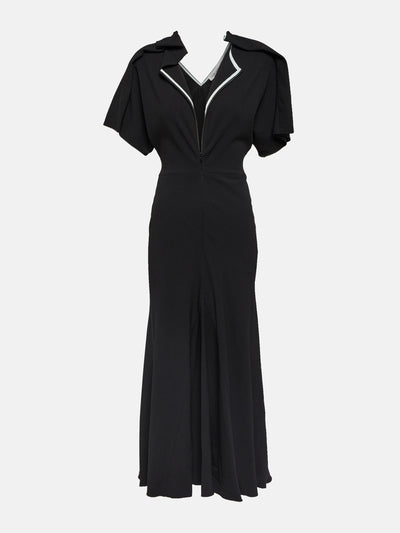 Victoria Beckham Asymmetric wool-blend crêpe maxi dress at Collagerie