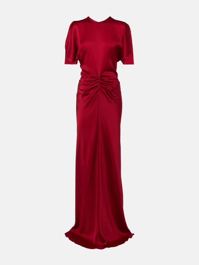 Victoria Beckham Caped gathered crêpe satin gown at Collagerie