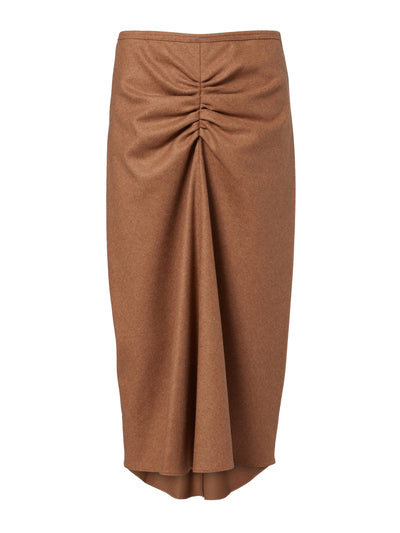 Victoria Beckham Gathered wool and cashmere midi skirt at Collagerie