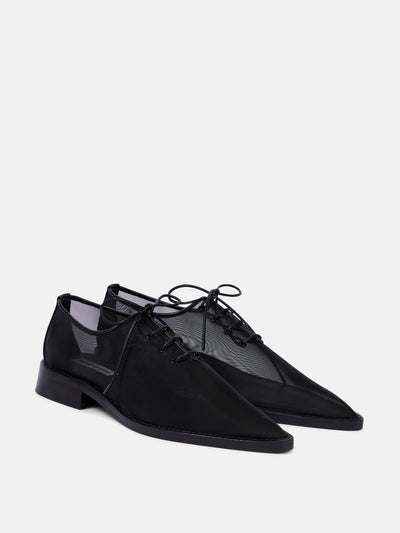 Victoria Beckham Leather-trimmed mesh flats at Collagerie