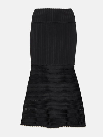 Victoria Beckham Black high-rise scalloped mid skirt at Collagerie