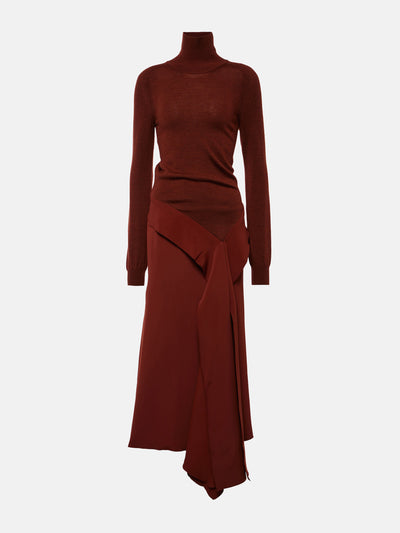 Victoria Beckham Turtleneck wool and crêpe midi dress at Collagerie