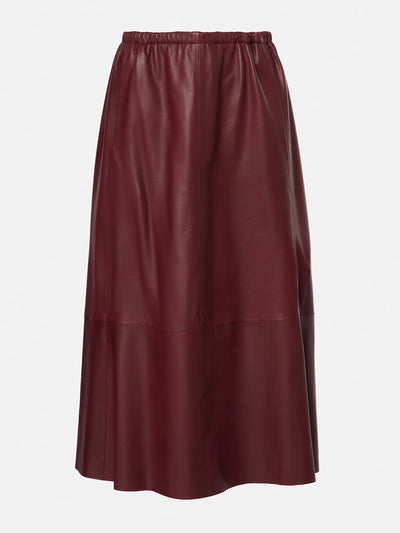 Vince Gathered leather midi skirt at Collagerie