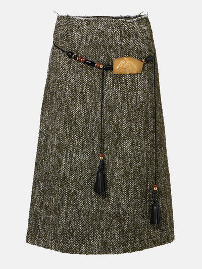 Xu Zhi Herringbone midi skirt at Collagerie