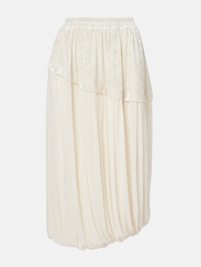 Xu Zhi Layered velvet-trimmed midi skirt at Collagerie