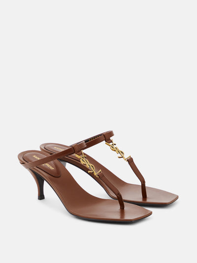 Saint Laurent Cassandra 60 leather thong sandals at Collagerie