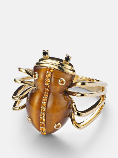 Yvonne Léon Araignée 9kt gold ring with gemstones at Collagerie