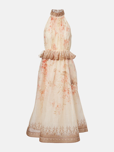 Zimmermann Illuminate floral linen and silk midi dress at Collagerie