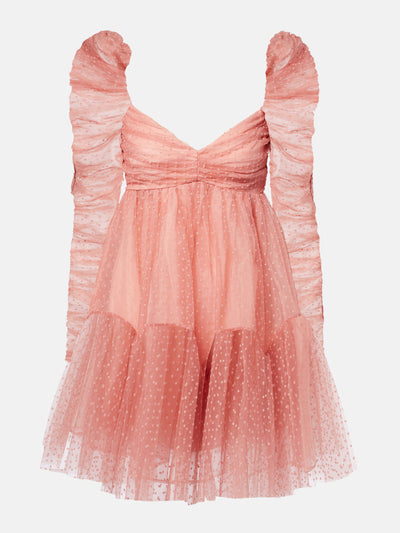 Zimmermann Ruched point d'esprit tulle mini dress at Collagerie