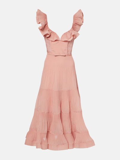 Zimmermann Ruffled pleated midi dress at Collagerie
