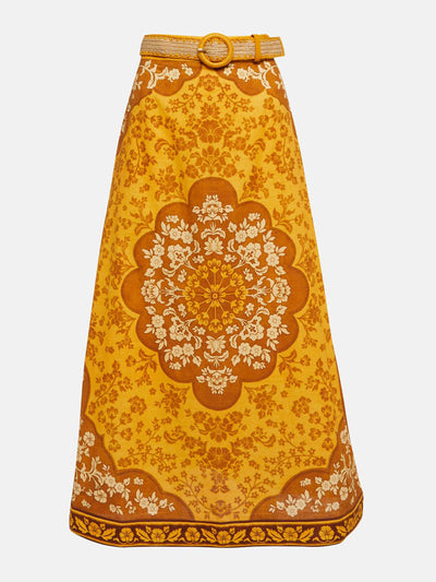 Zimmermann Yellow floral-print cotton maxi skirt at Collagerie