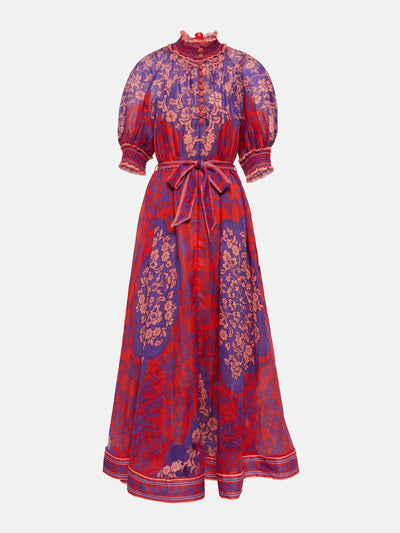 Zimmermann Red and purple floral-print maxi dress at Collagerie