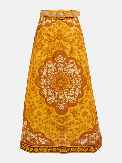 Zimmermann Orange floral maxi skirt at Collagerie