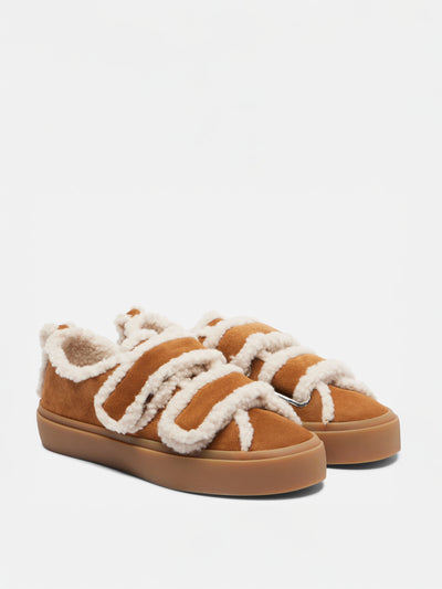 Inuikii Shearling-trimmed suede low-top sneakers at Collagerie