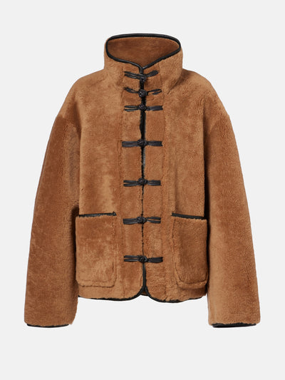 Róhe Leather-trimmed shearling jacket at Collagerie