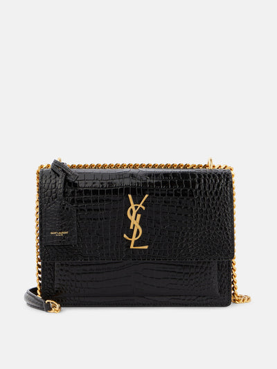 Saint Laurent Sunset Medium croc-effect leather shoulder bag at Collagerie