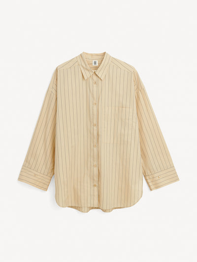 By Malene Birger Cream and black striped shirt at Collagerie