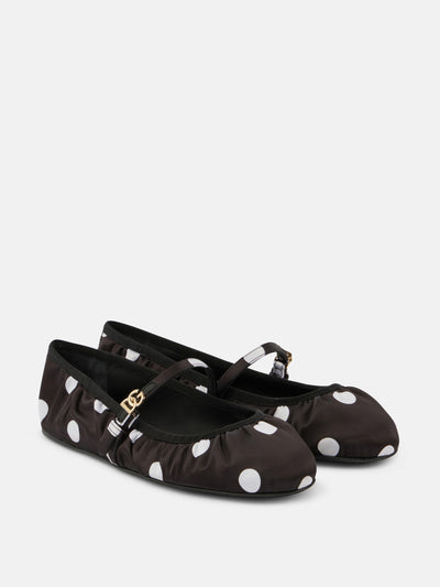 Dolce & Gabbana Odette polka-dot satin ballet flats at Collagerie