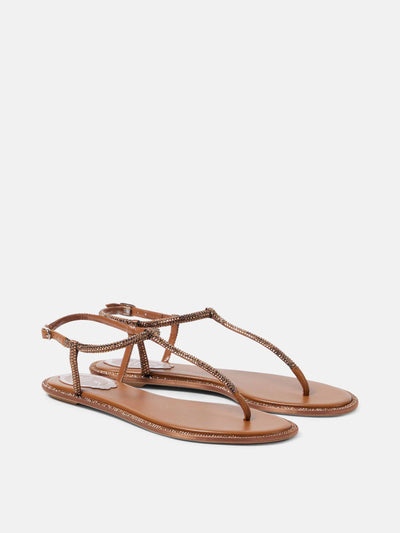 Rene Caovilla Diana satin and leather thong sandals at Collagerie