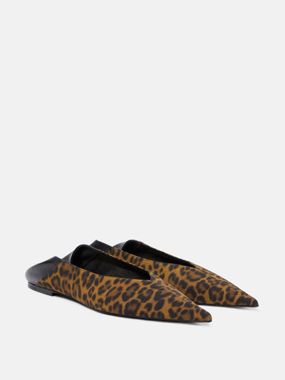 Saint Laurent Nour leopard-print leather-trimmed mules at Collagerie