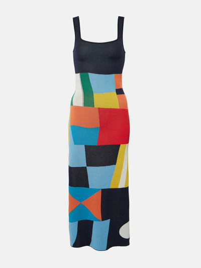 Staud Katie colorblocked midi dress at Collagerie