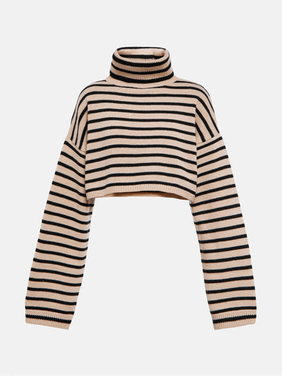 The Frankie Shop Athina turtleneck cropped wool-blend sweater at Collagerie