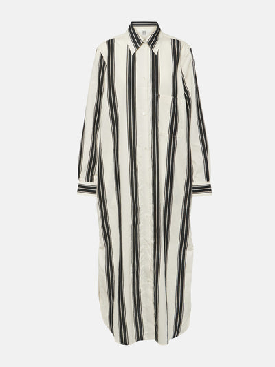 Totême Jacquard striped cotton-blend shirt dress at Collagerie