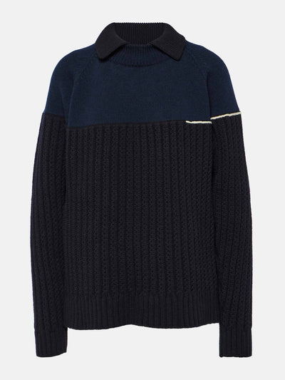 Victoria Beckham Double-collar wool sweater at Collagerie