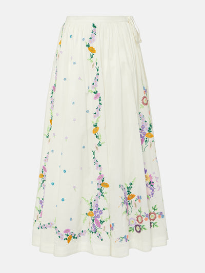Alemais Willa embroidered cotton maxi skirt at Collagerie