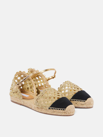 Aquazzura Sunburst raffia espadrille sandals at Collagerie