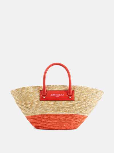 Jimmy Choo Beach Basket Medium raffia tote bag at Collagerie