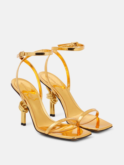 Bottega Veneta Knot mirrored leather sandals at Collagerie