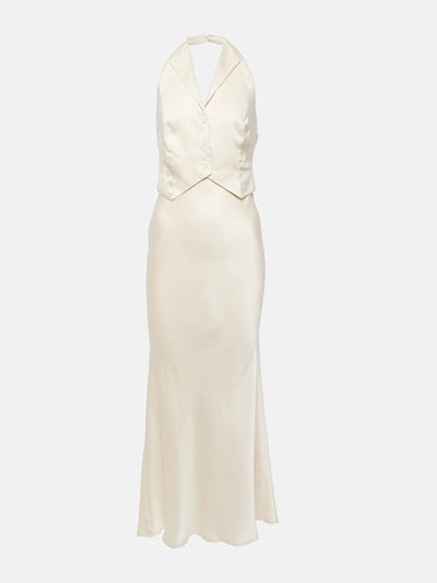 Rixo Bridal Estella open-back silk midi dress at Collagerie