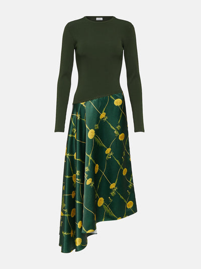 Burberry Printed jersey and satin midi dress at Collagerie