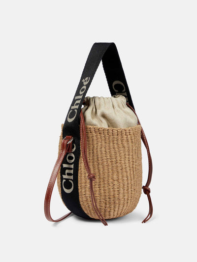 Chloé Woody Mini leather-trimmed bucket bag at Collagerie