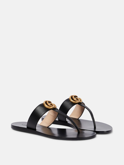 Gucci Double G leather thong sandals at Collagerie