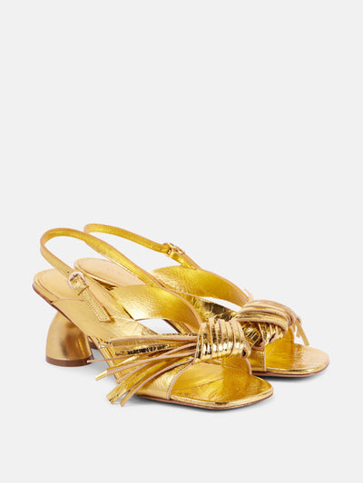 Dries Van Noten Metallic leather sandals at Collagerie