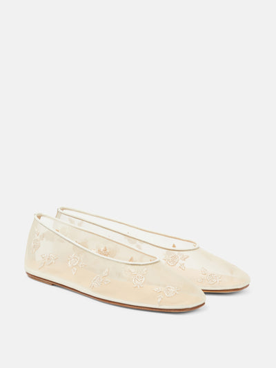 Magda Butrym Embroidered mesh ballet flats at Collagerie