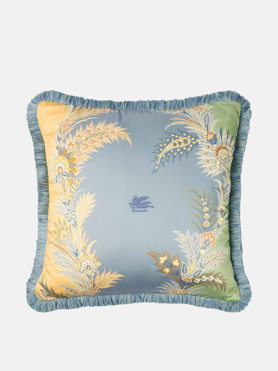 Etro Pegaso embroidered cotton satin cushion at Collagerie