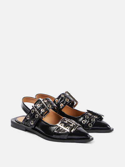 Ganni Faux-leather slingback flats at Collagerie