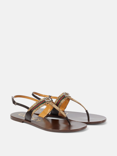 Gucci Leather-trimmed thong sandals at Collagerie