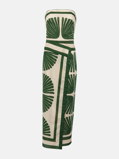 Johanna Ortiz Printed strapless cotton maxi dress at Collagerie