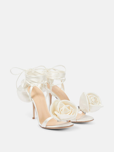 Magda Butrym Floral-appliqué satin sandals at Collagerie