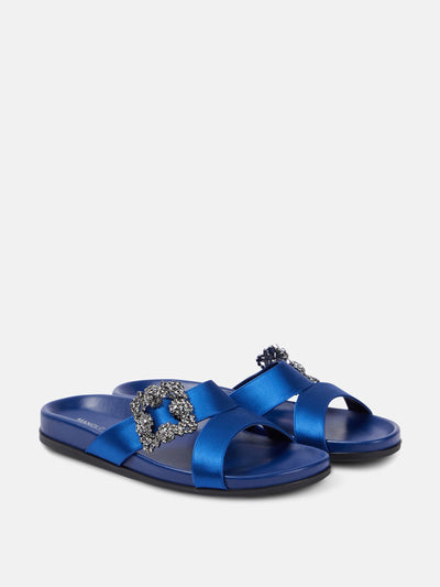 Manolo Blahnik Chilanghi embellished satin sandals at Collagerie