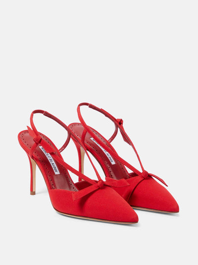 Manolo Blahnik Bow-detail slingback pumps at Collagerie