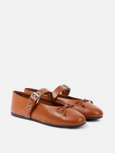 Miu Miu Leather ballet flats at Collagerie