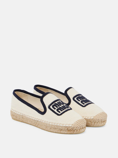 Miu Miu Logo embroidered espadrilles at Collagerie