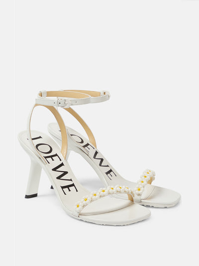 Loewe Paula's Ibiza Petal Daisy floral-appliqué leather sandals at Collagerie