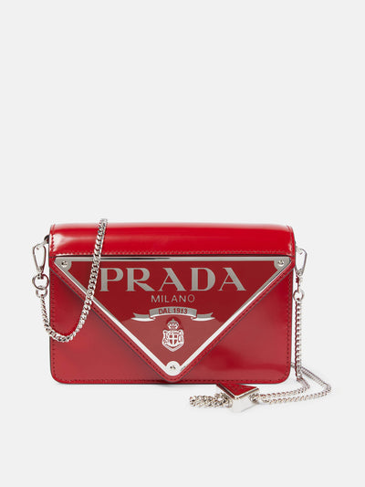 Prada Small logo leather crossbody bag at Collagerie