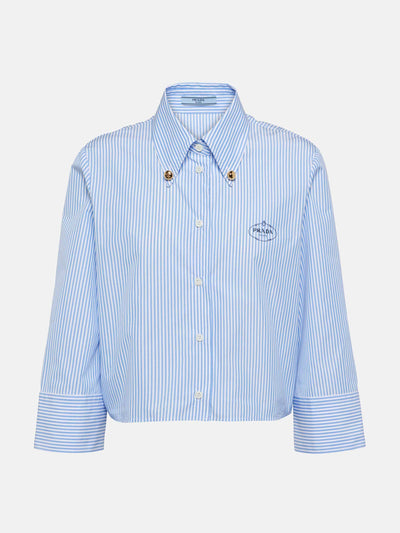 Prada Striped cropped cotton-blend shirt at Collagerie